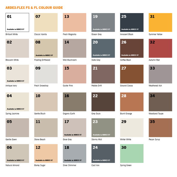 Ardex Flex Grout Colours | Blue Cube Direct