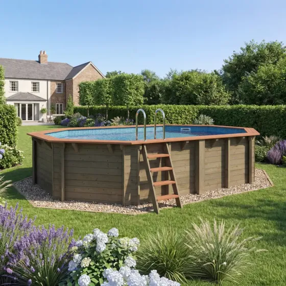 Belgravia Stretched Octagonal Wooden Swimming Pool Kit (5.6m x 3.7m)