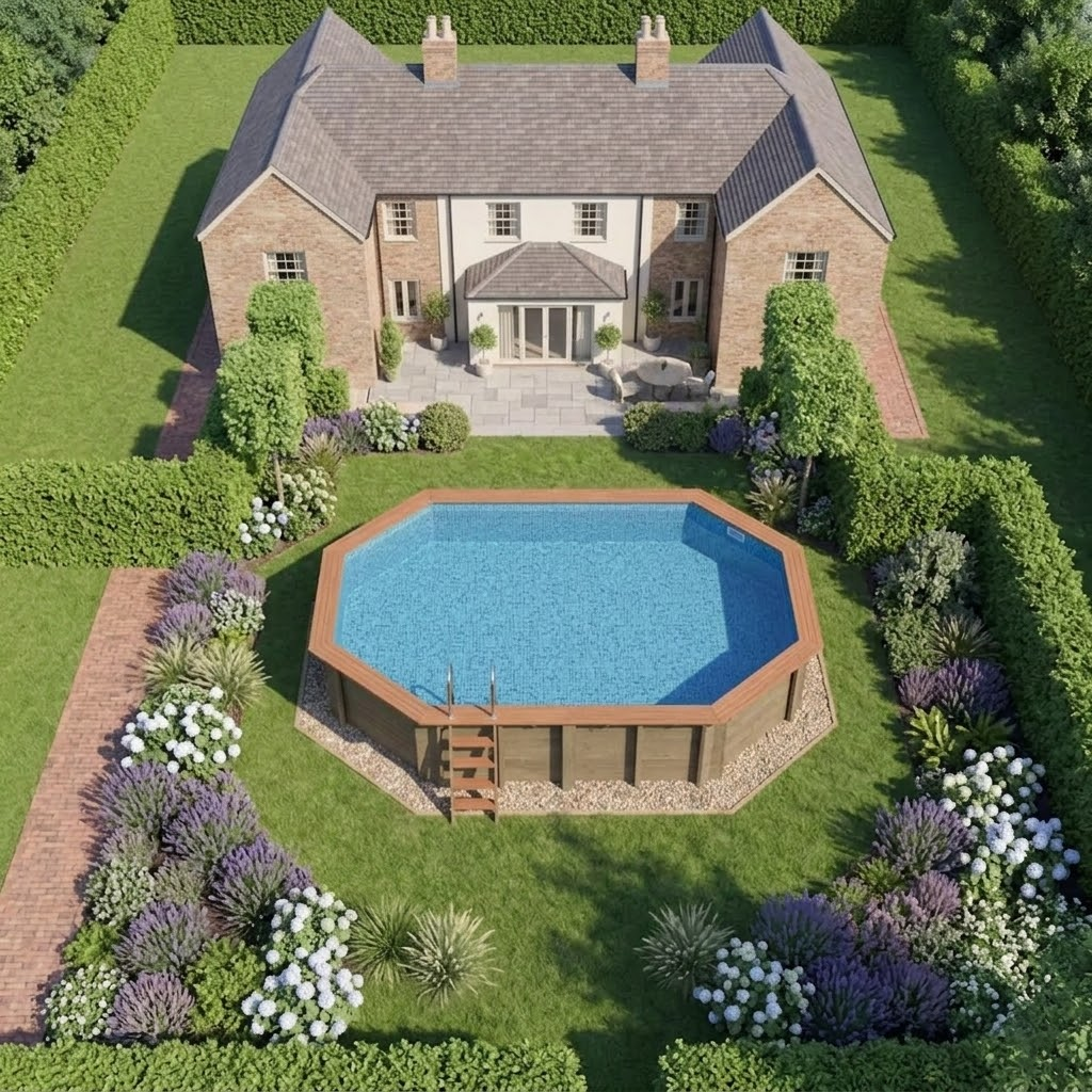 Belgravia Stretched Octagonal Wooden Swimming Pool Kit (5.6m x 3.7m) - Image 3
